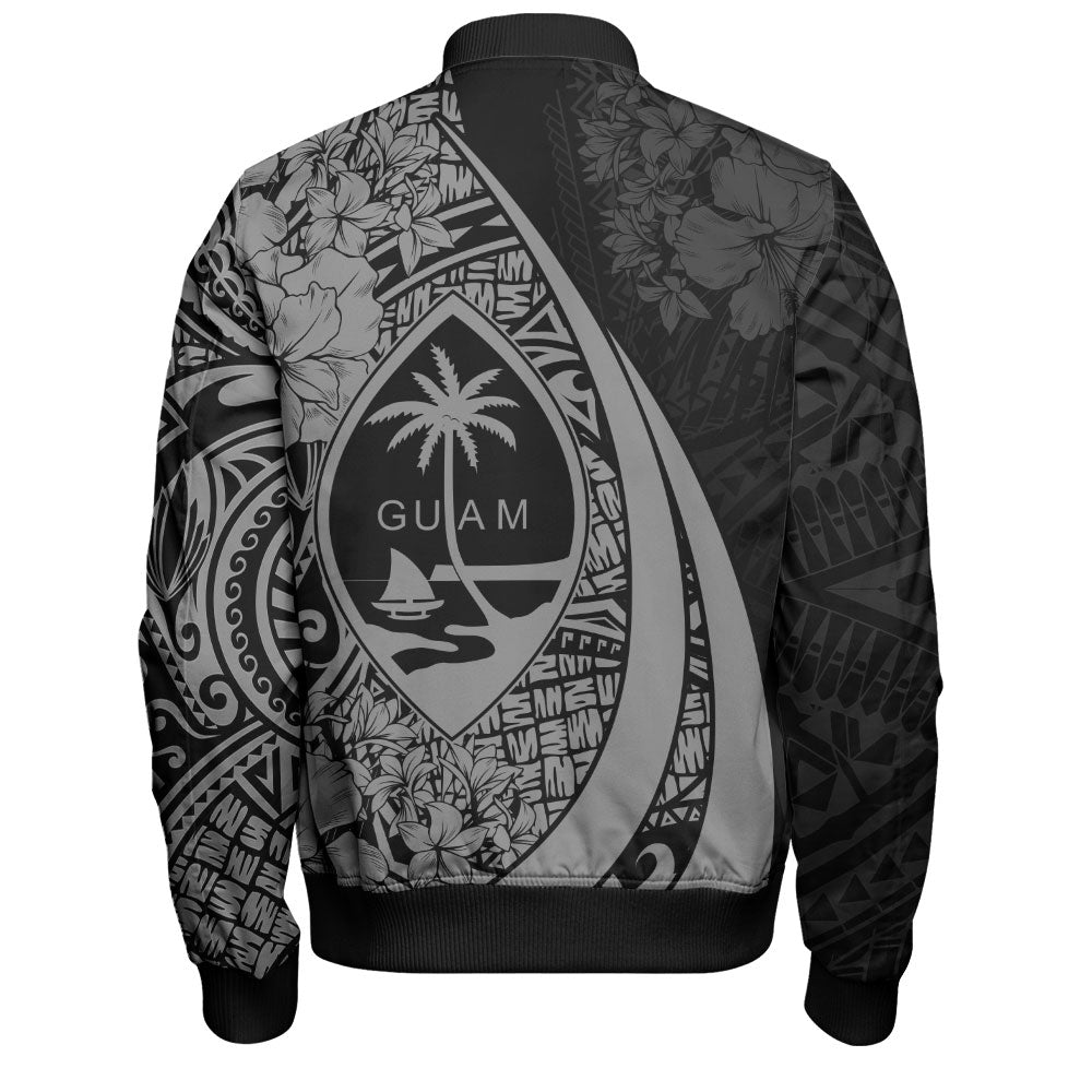 Guam Bomber Jacket Custom Hibiscus Flower Symbols Style