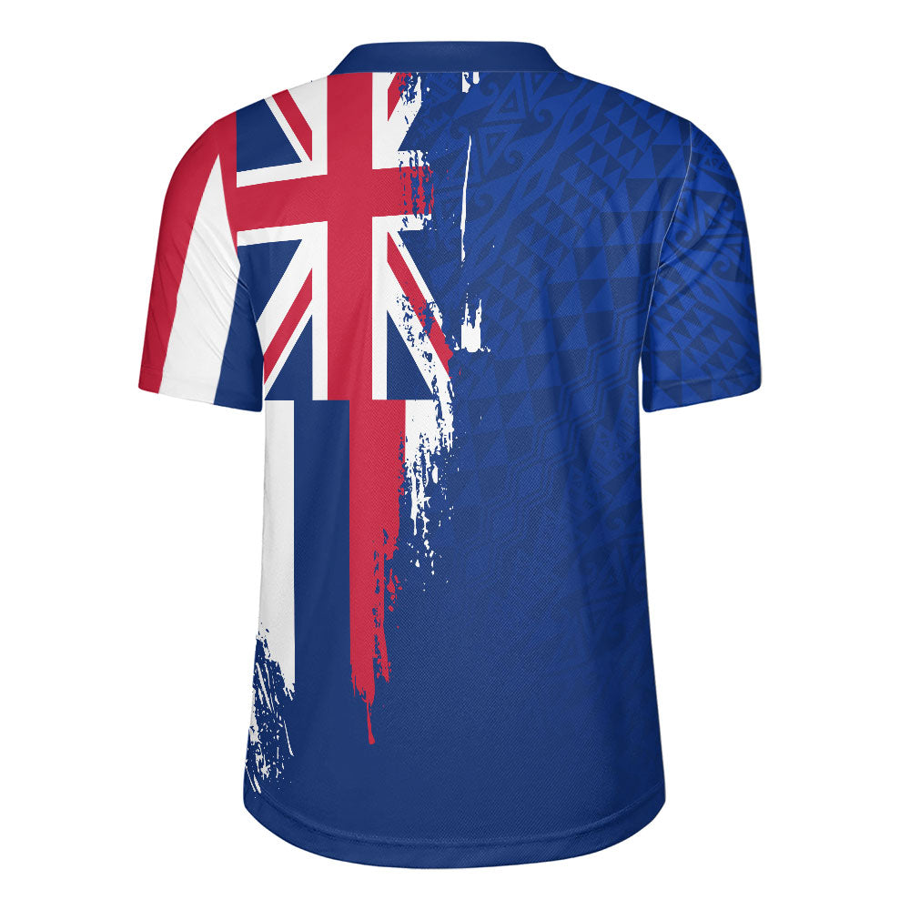 Hawaii Rugby Jersey Flag Polynesian Style Ocean Blue