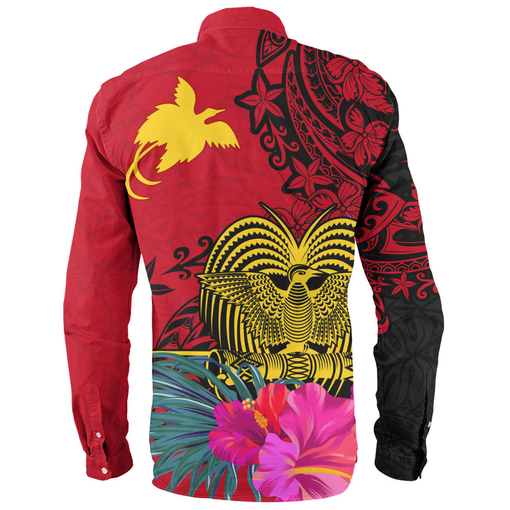 Papua New Guinea Long Sleeve Shirt Flag Tribal Tropical Style