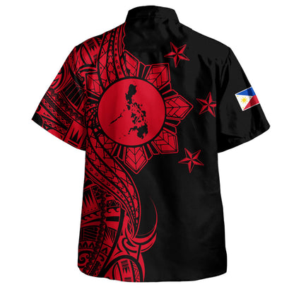 Philippines Filipinos Hawaiian Shirt Flag Sun Map Tribal Fusion Style