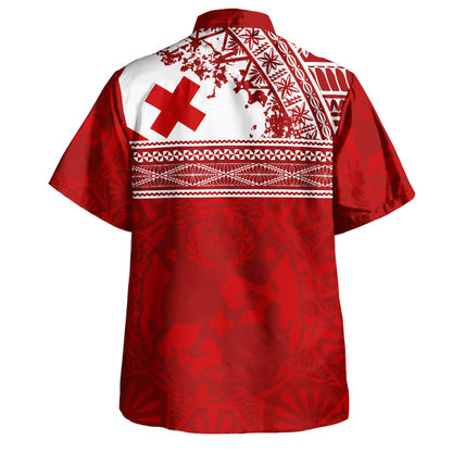 Tonga Hawaiian Shirt Flag Coat Of Arms Circle Ngatu Tribal