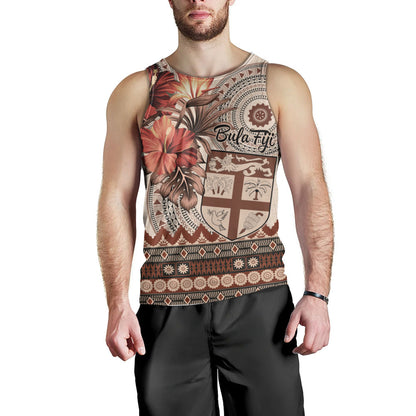 Fiji Tank Top Bula Tribal Print Beige