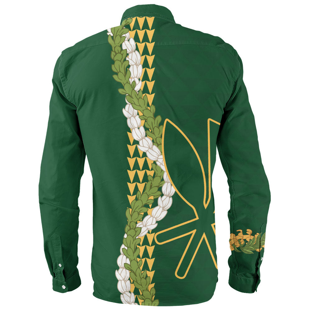 Hawaii Long Sleeve Shirt Kanaka Maoli Puakenikeni Maile Flower Lei