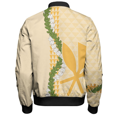 Hawaii Bomber Jacket Kanaka Maoli Puakenikeni Maile Flower Lei