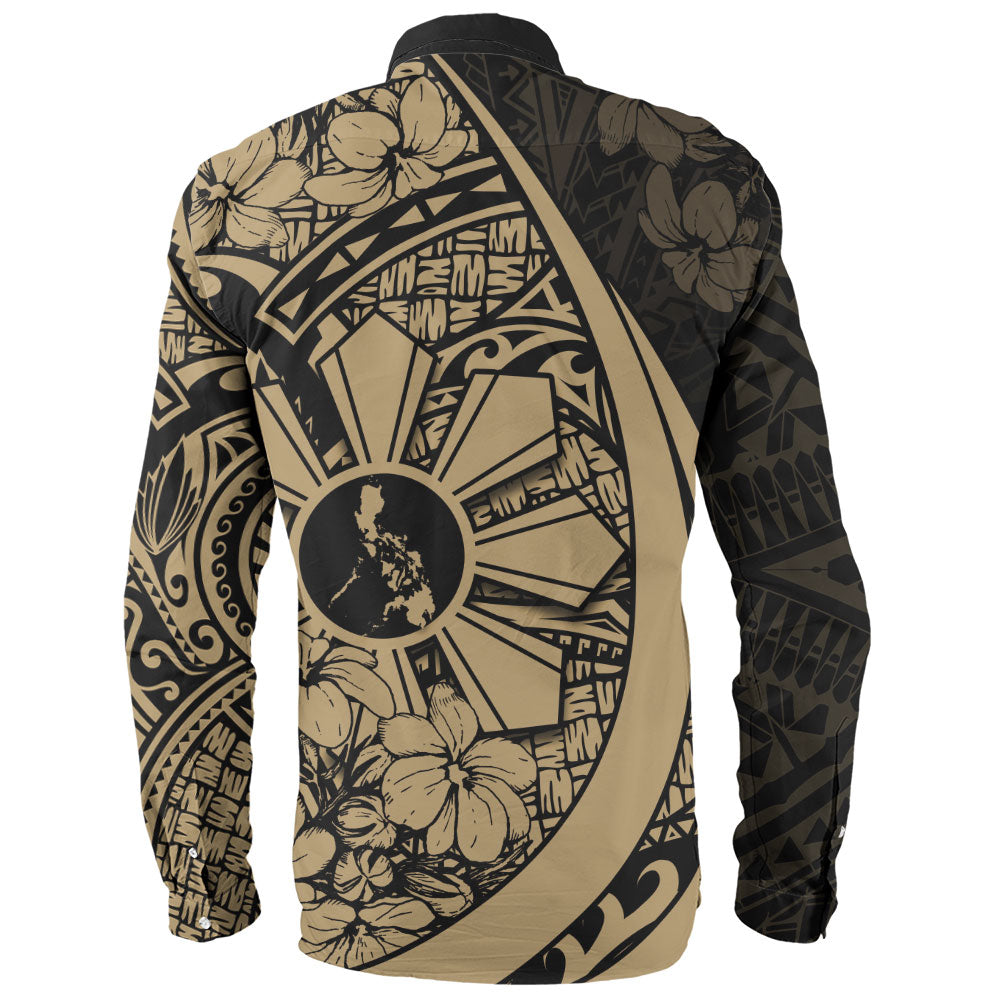 Philippines Filipinos Long Sleeve Shirt Custom National Sampaguita Flower Symbols Style