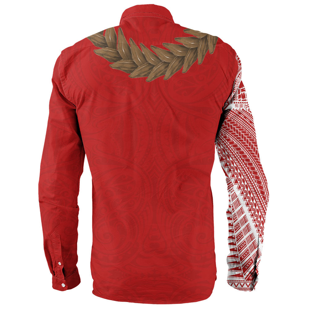Samoa Long Sleeve Shirt Tattoo Roman Reigns With Ula Fala Style Brown