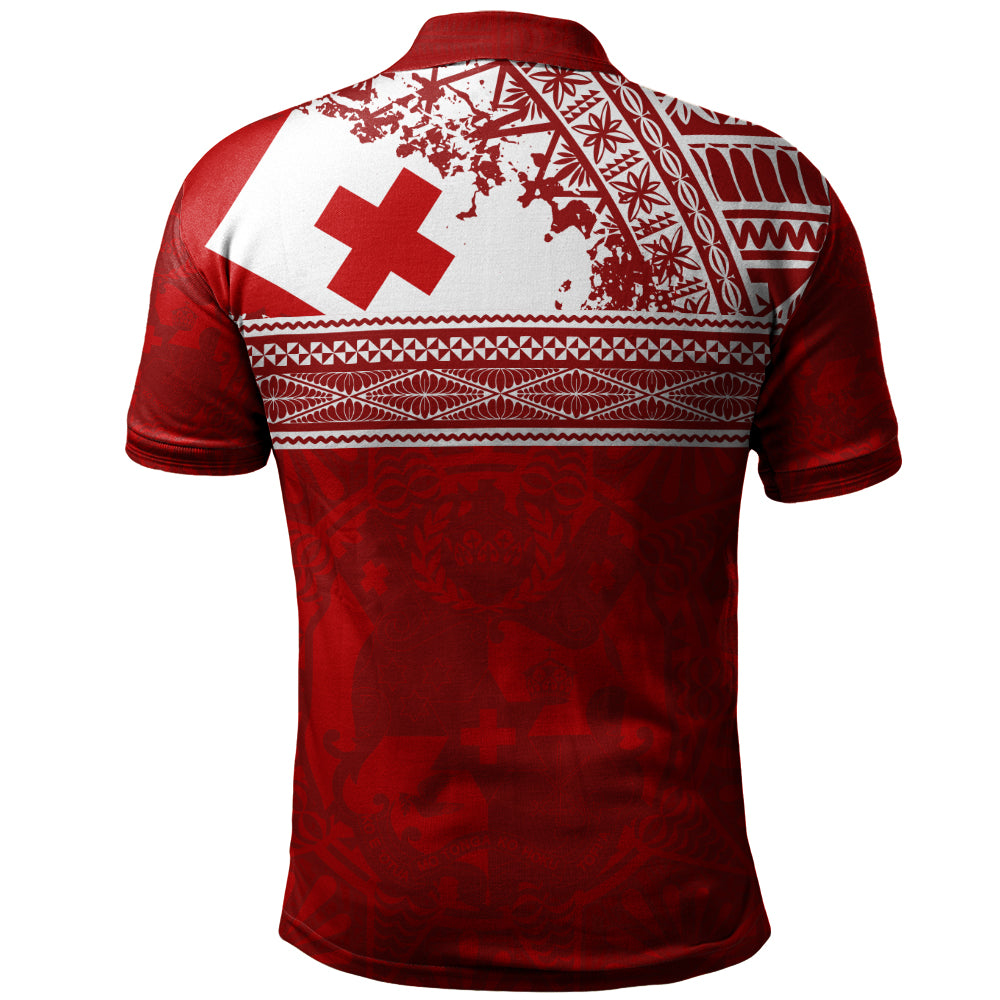 Tonga Polo Shirt Flag Coat Of Arms Circle Ngatu Tribal