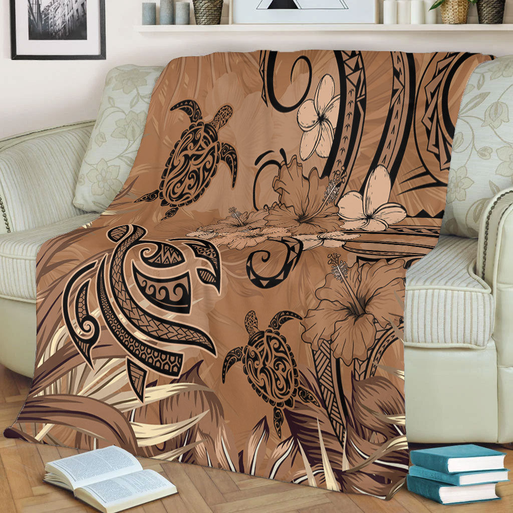 Hawaii Premium Blanket Polynesian Turtle Tattoo Tropical Elements