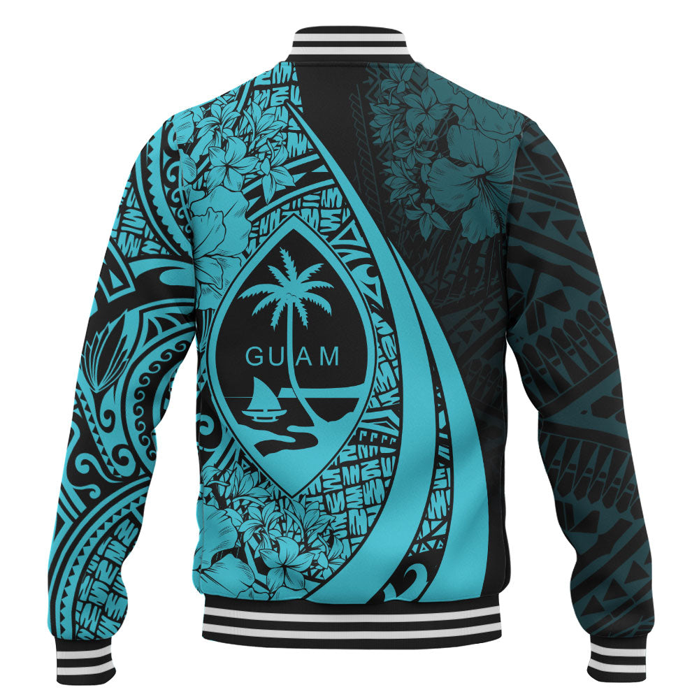 Guam Baseball Jacket Custom Hibiscus Flower Symbols Style