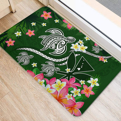 Hawaii Doormat Aloha Island Turtle Plumeria Flower Tropical Fabric