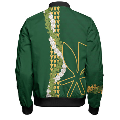 Hawaii Bomber Jacket Kanaka Maoli Puakenikeni Maile Flower Lei