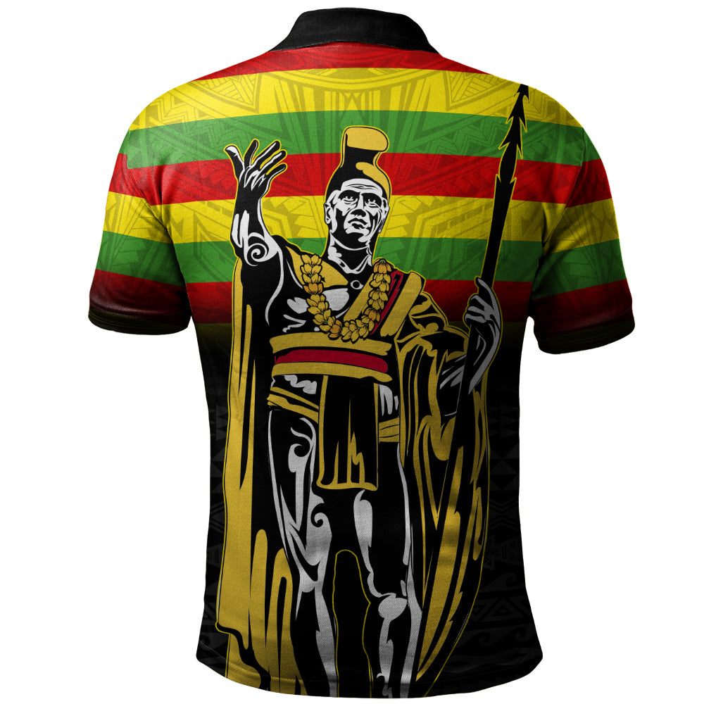 Hawaii Polo Shirt King Kamehameha Flag Kanaka Maoli Tribal Tattoo