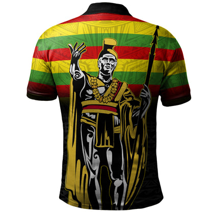 Hawaii Polo Shirt King Kamehameha Flag Kanaka Maoli Tribal Tattoo