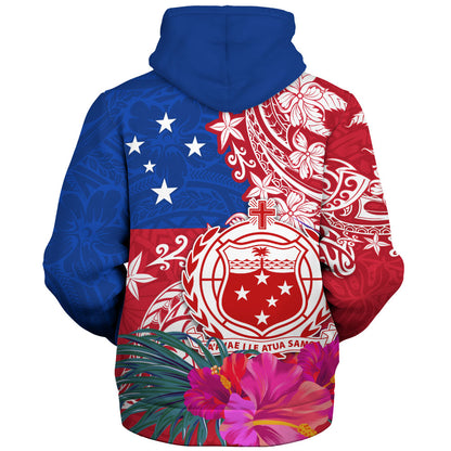 Samoa Sherpa Hoodie Flag Tribal Tropical Style