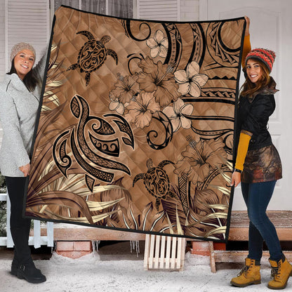 Hawaii Premium Quilt Polynesian Turtle Tattoo Tropical Elements