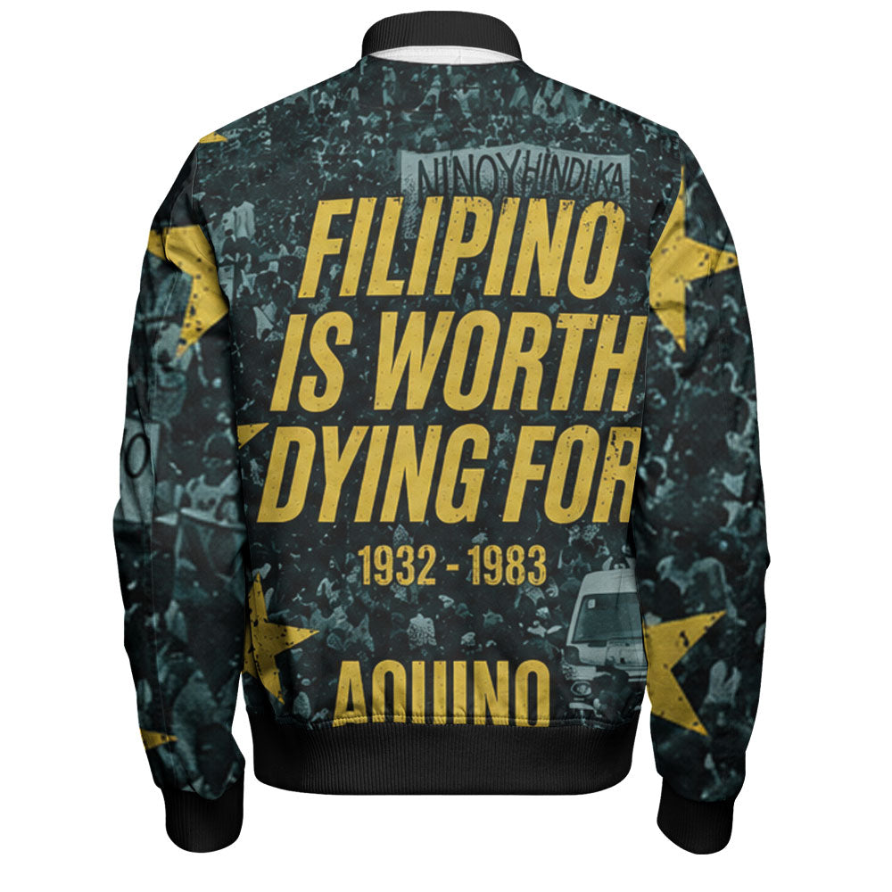 Philippines Filipinos Bomber Jacket Ninoy Aquino Philippine History Tribute Style