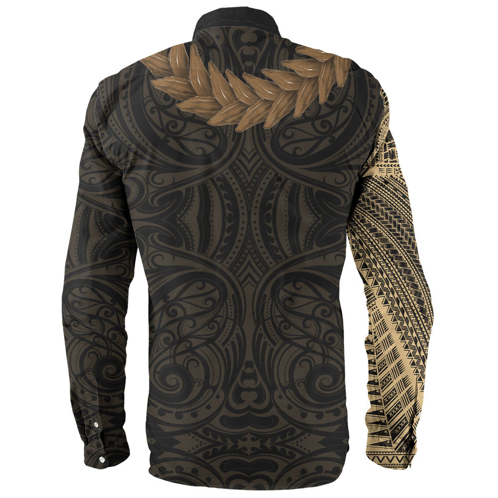 Samoa Long Sleeve Shirt Tattoo Roman Reigns With Ula Fala Style Brown