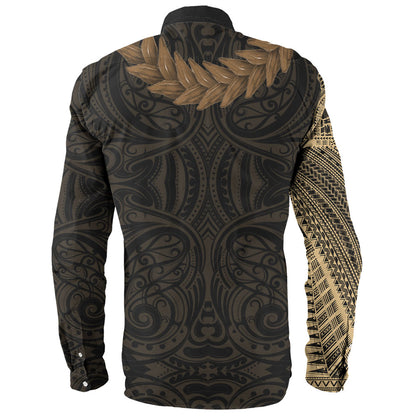 Samoa Long Sleeve Shirt Tattoo Roman Reigns With Ula Fala Style Brown
