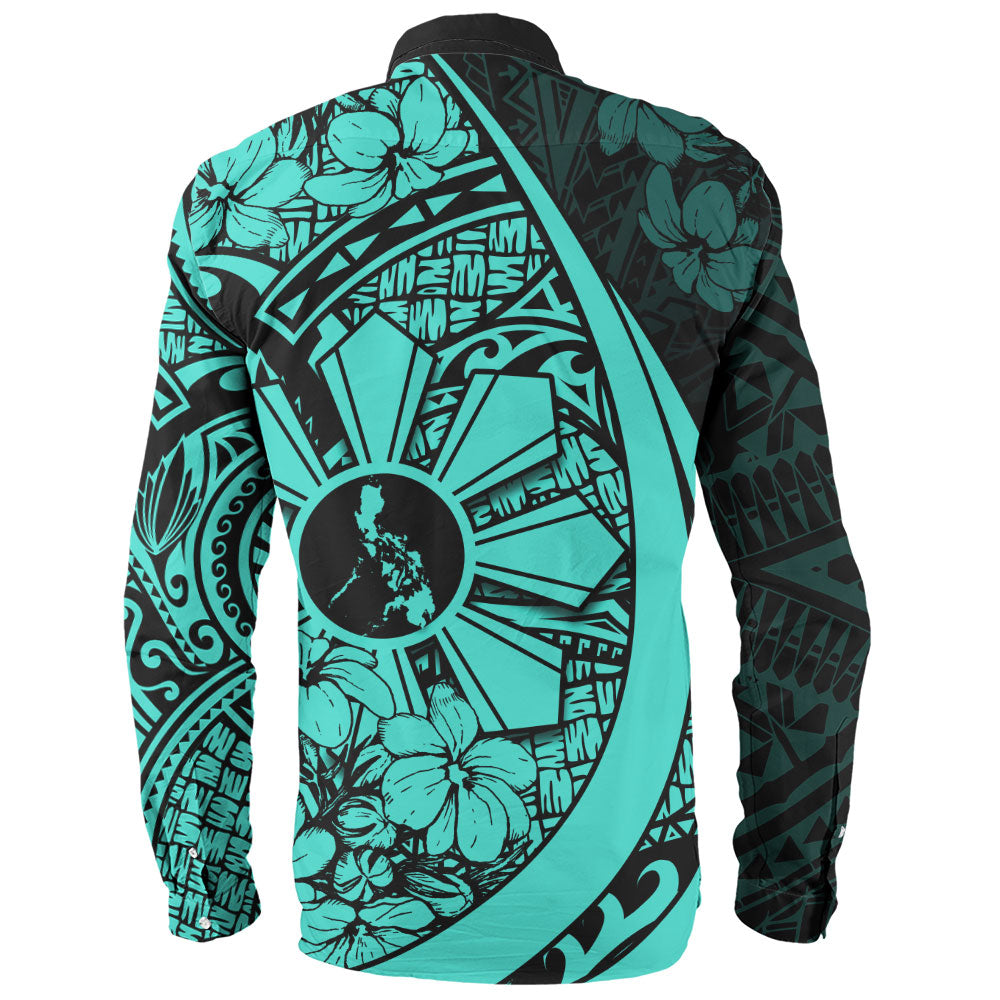 Philippines Filipinos Long Sleeve Shirt Custom National Sampaguita Flower Symbols Style