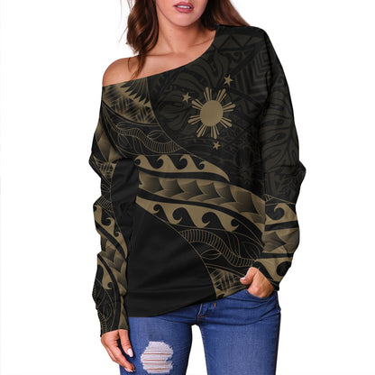 Philippines Filipinos Off Shoulder Sweatshirt Custom Island Tribal Tattoos
