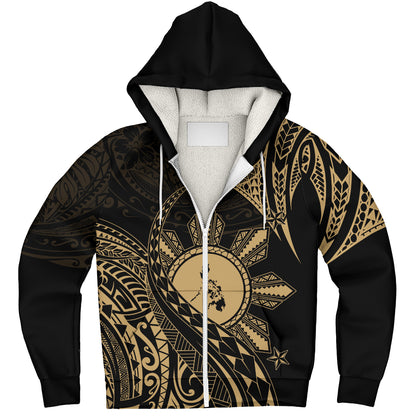 Philippines Filipinos Sherpa Hoodie Filipino Polynesia Star With Tribal Design