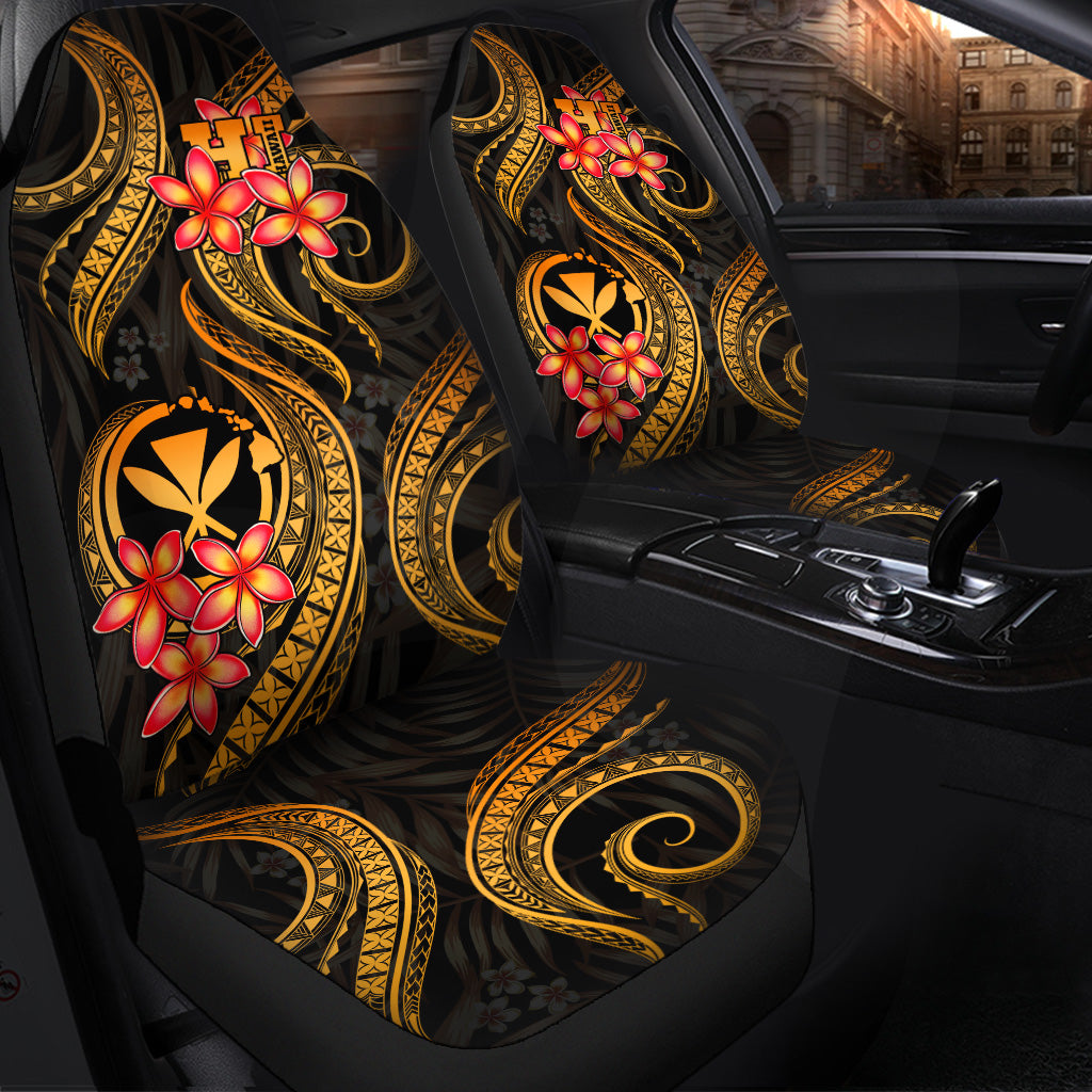 Polynesian Hawaii Car Seat Covers - Gold Plumeria