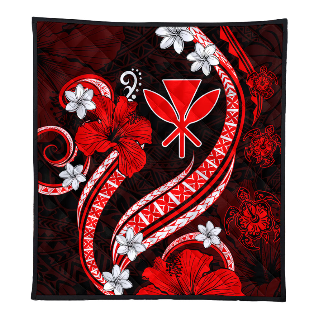 Hawaii Premium Quilt Kanaka Maoli Hibiscus Turtle Ocean Pacific Red Style
