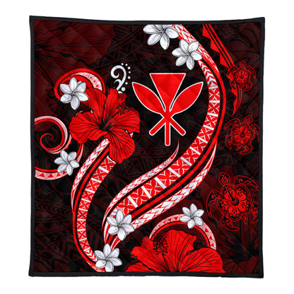 Hawaii Premium Quilt Kanaka Maoli Hibiscus Turtle Ocean Pacific Red Style