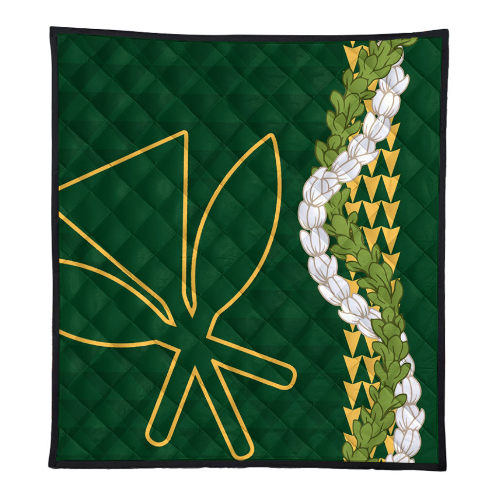 Hawaii Premium Quilt Kanaka Maoli Puakenikeni Maile Flower Lei