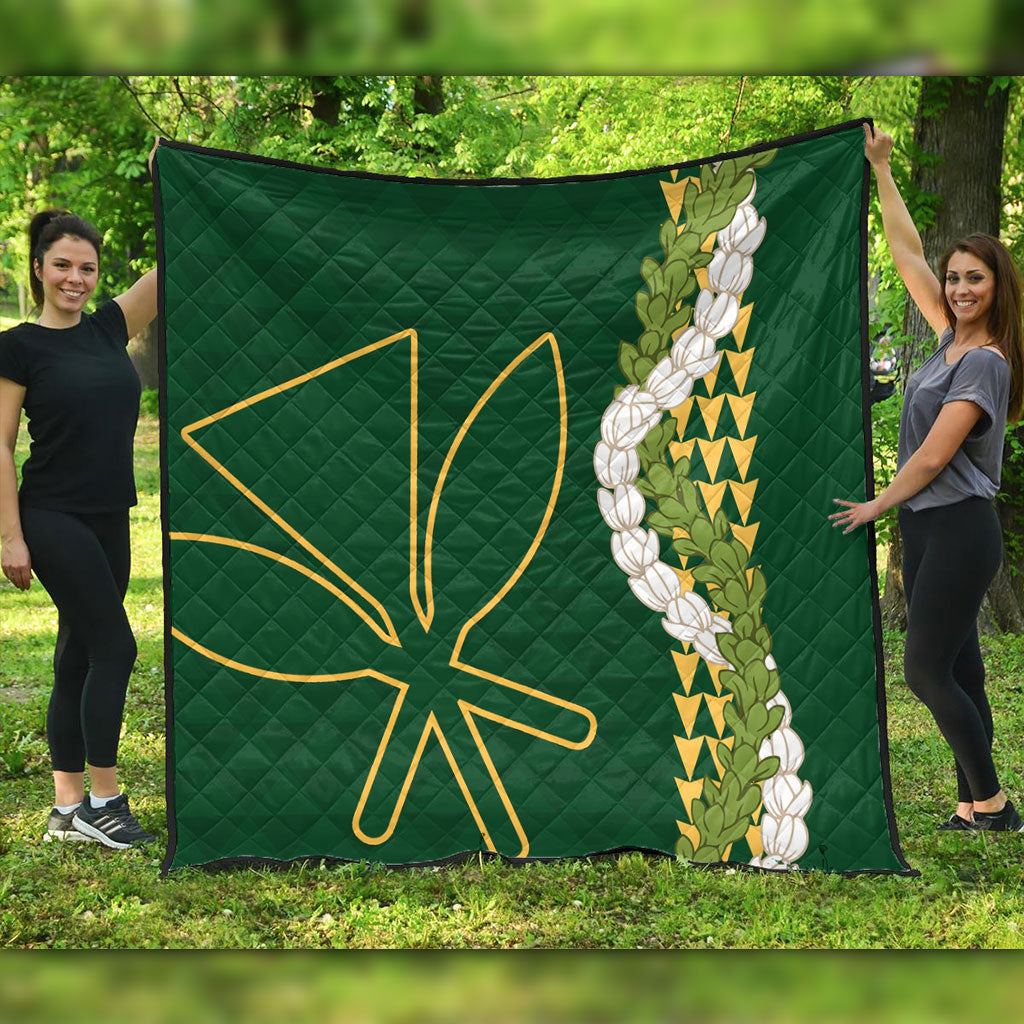 Hawaii Premium Quilt Kanaka Maoli Puakenikeni Maile Flower Lei