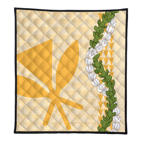 Hawaii Premium Quilt Kanaka Maoli Puakenikeni Maile Flower Lei