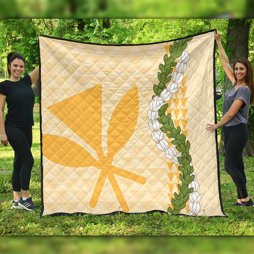 Hawaii Premium Quilt Kanaka Maoli Puakenikeni Maile Flower Lei
