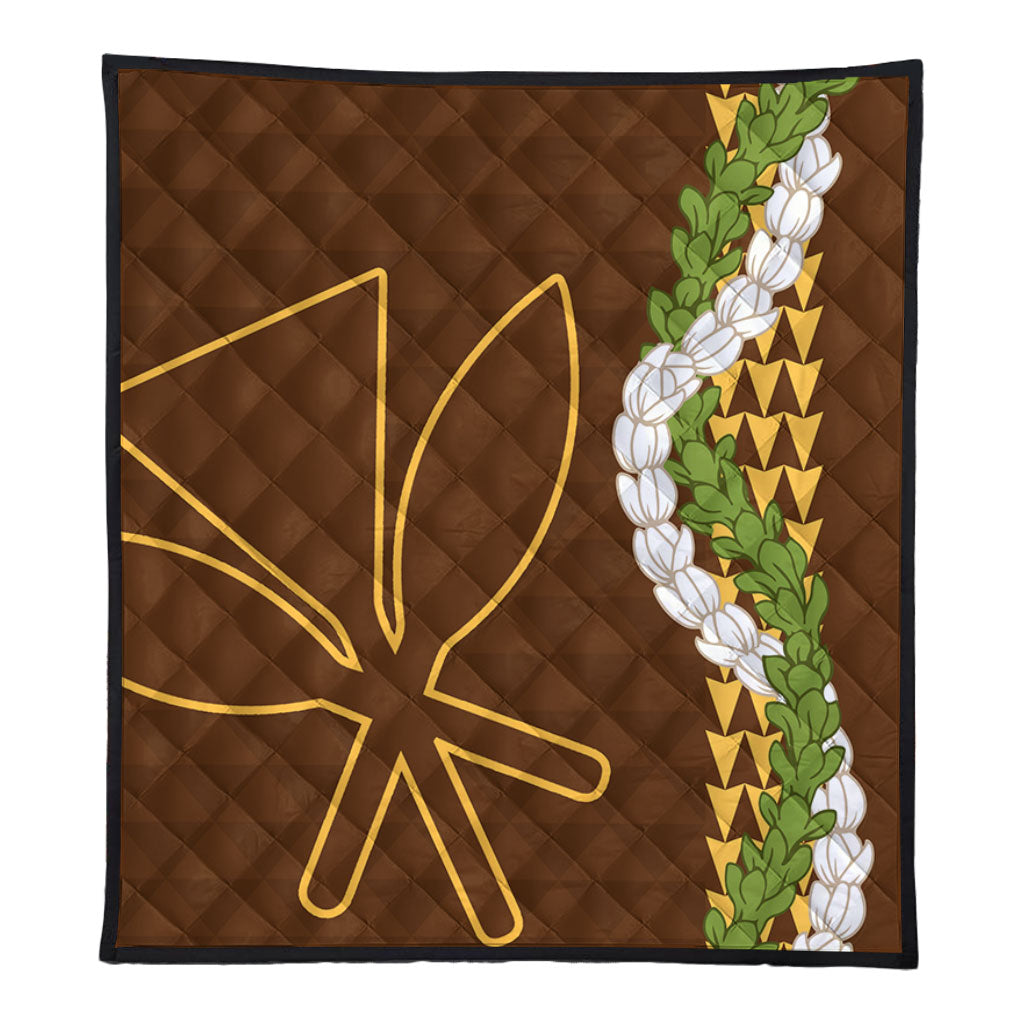Hawaii Premium Quilt Kanaka Maoli Puakenikeni Maile Flower Lei