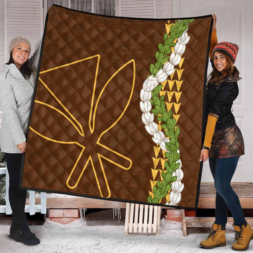 Hawaii Premium Quilt Kanaka Maoli Puakenikeni Maile Flower Lei
