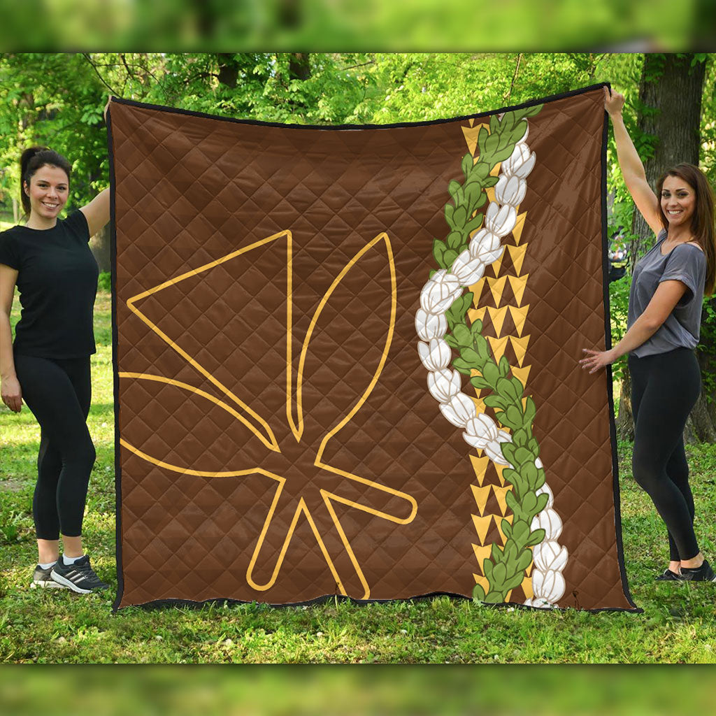 Hawaii Premium Quilt Kanaka Maoli Puakenikeni Maile Flower Lei