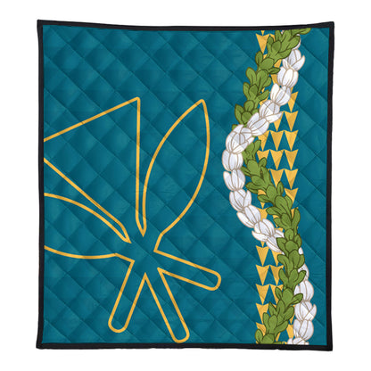 Hawaii Premium Quilt Kanaka Maoli Puakenikeni Maile Flower Lei