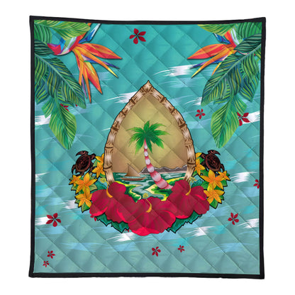 Guam Premium Quilt Latte Stones Hibiscus