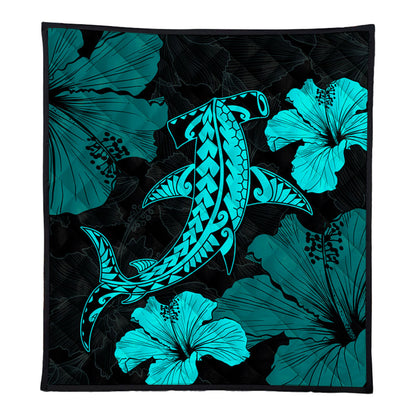 Hawaii Premium Quilt Hammerhead Shark Hibiscus Flower