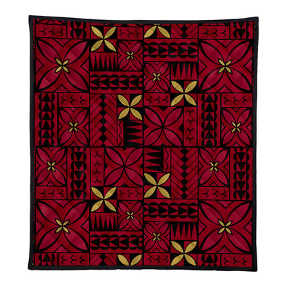 Samoa Premium Quilt Siapo Design Tribal Pattern Red