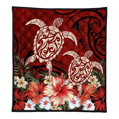 Hawaii Premium Quilt Polynesia Turtle Drawing Tropical Flower