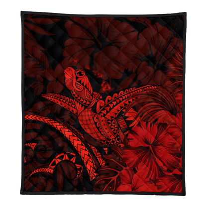 Hawaii Premium Quilt Turtle Polynesian With Hibiscus Flower