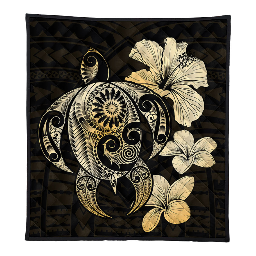 Hawaii Premium Quilt Hibiscus Plumeria Mix Polynesian Turtle