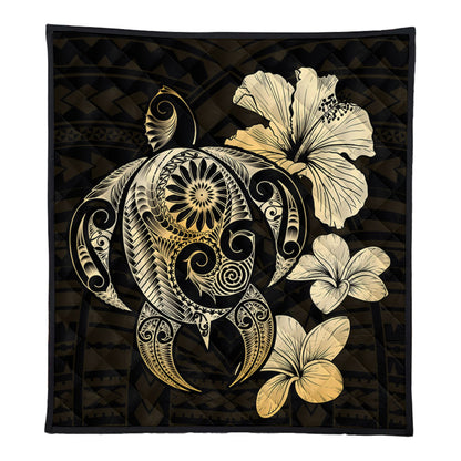 Hawaii Premium Quilt Hibiscus Plumeria Mix Polynesian Turtle