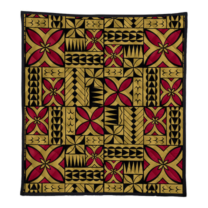 Samoa Premium Quilt Siapo Design Tribal Pattern Yellow