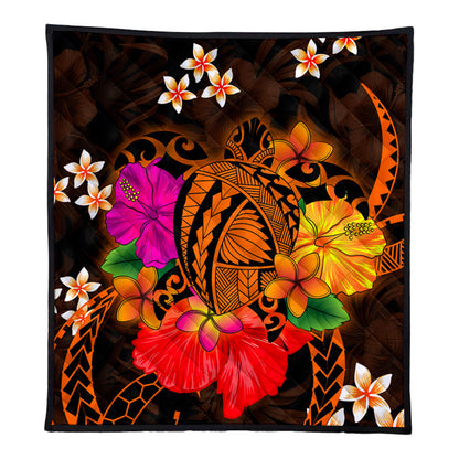 Hawaii Premium Quilt Polynesia Tribal Turtle Tropical Flower