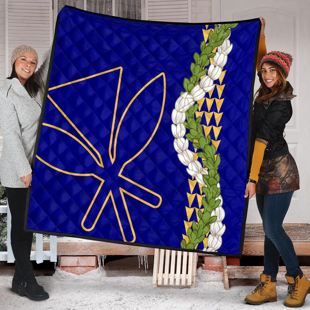 Hawaii Premium Quilt Kanaka Maoli Puakenikeni Maile Flower Lei