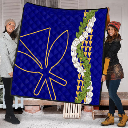 Hawaii Premium Quilt Kanaka Maoli Puakenikeni Maile Flower Lei