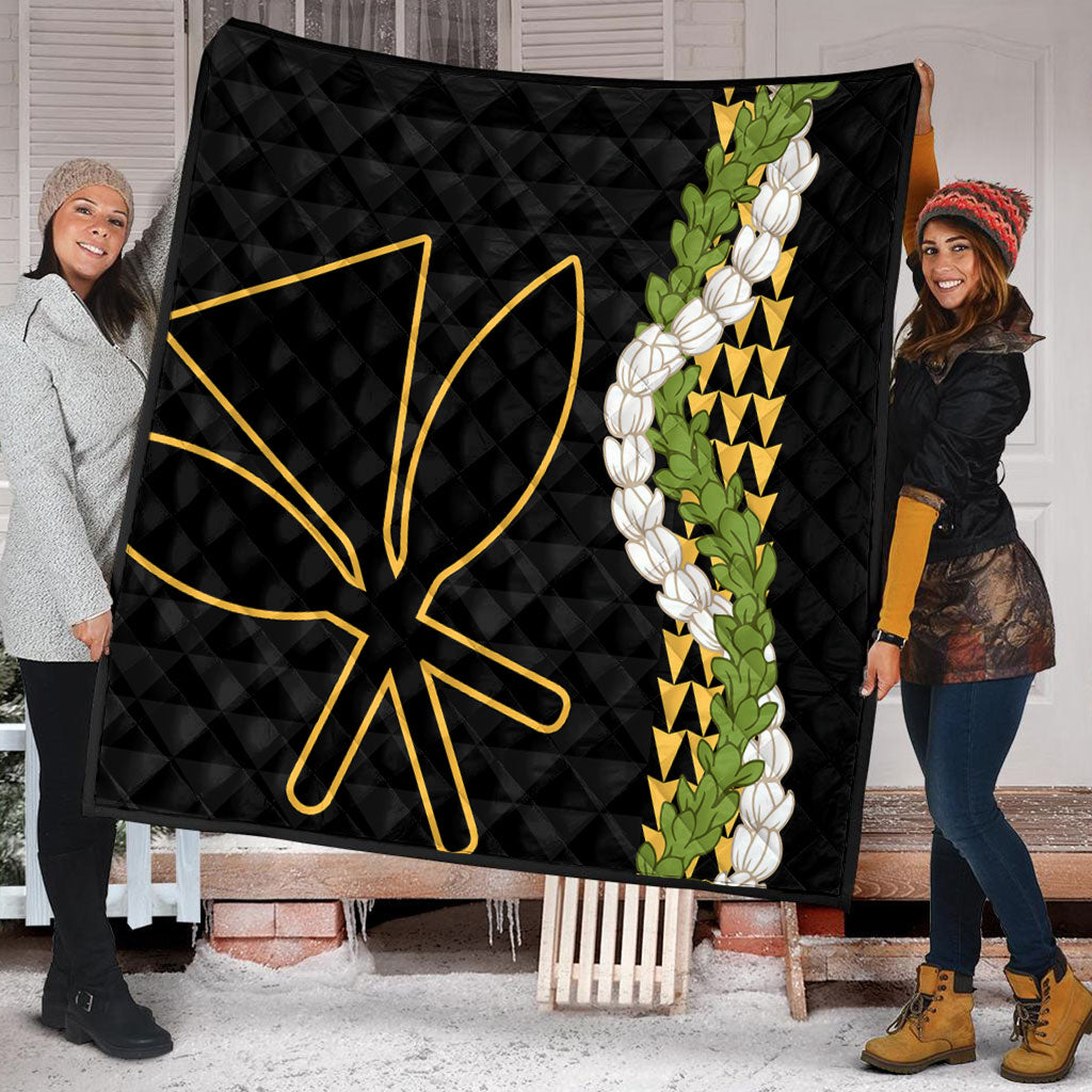 Hawaii Premium Quilt Kanaka Maoli Puakenikeni Maile Flower Lei