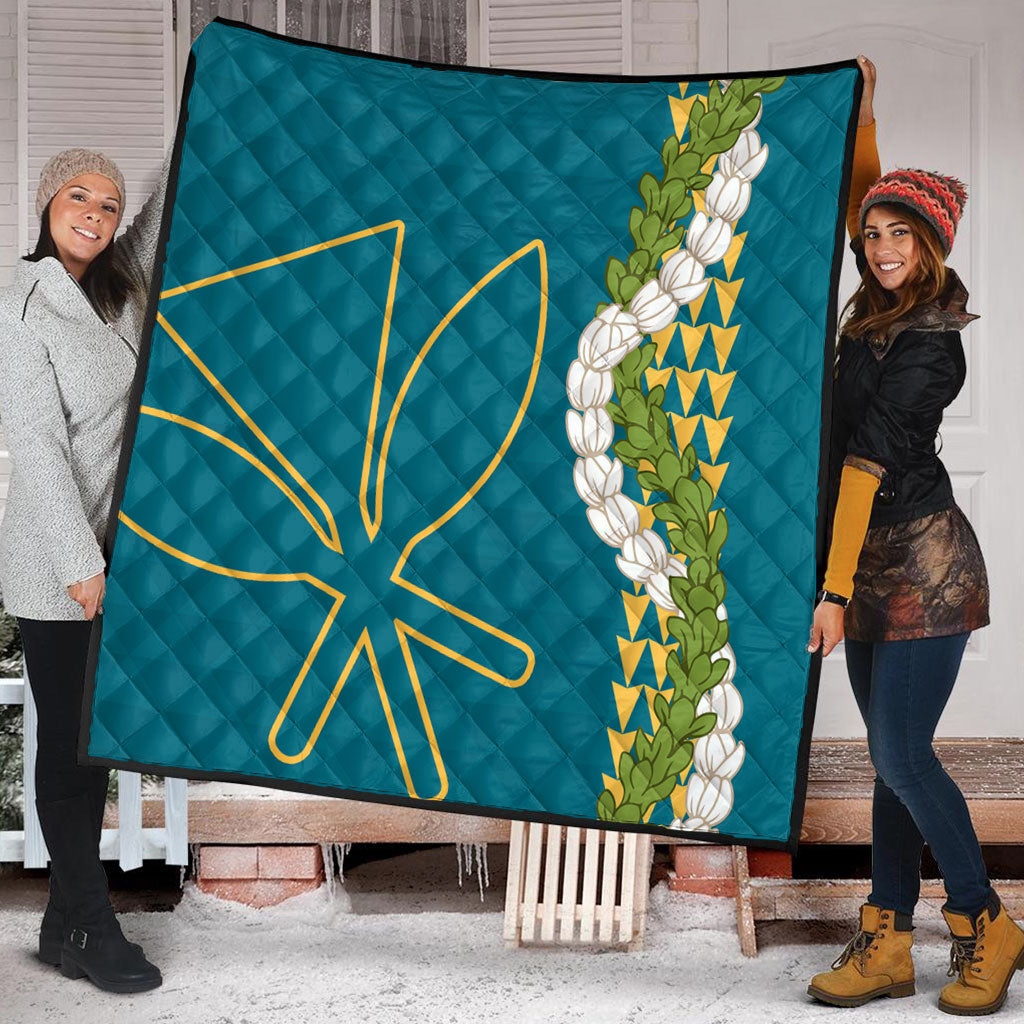 Hawaii Premium Quilt Kanaka Maoli Puakenikeni Maile Flower Lei