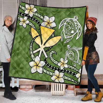 Hawaii Premium Quilt Kanaka And Turtle Map Plumeria Polynesia